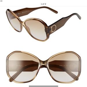 FERRAGAMO Gancio 61mm Butterfly Sunglasses w Case FINAL PRICE LAST CALL
